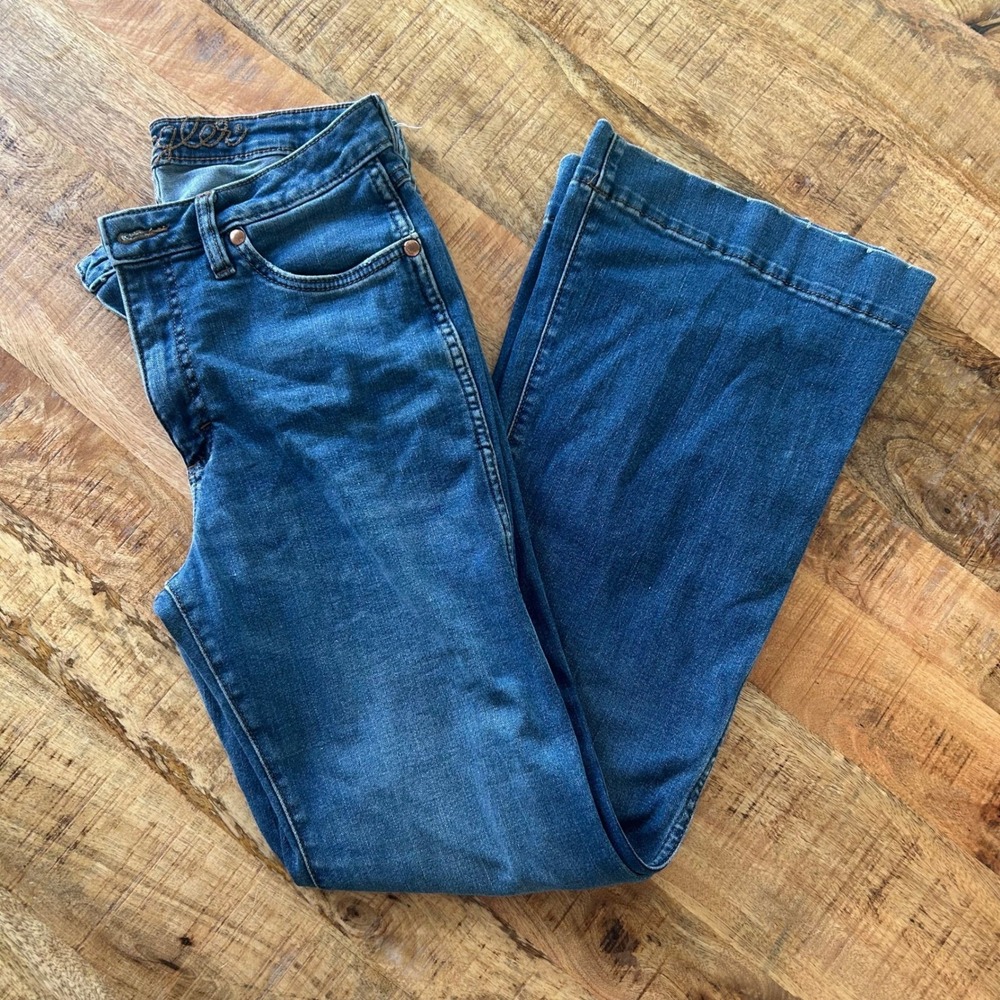 Wrangler Trouser Boot Jeans Womens 30x32 Blue Mid Rise Wide Leg Denim 1011MPESY